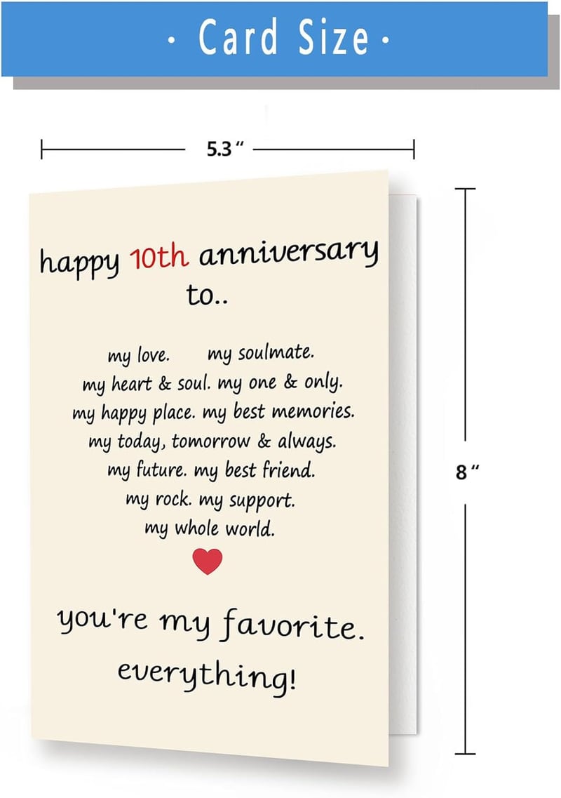 10th Anniversary Personalized Card for Couples
