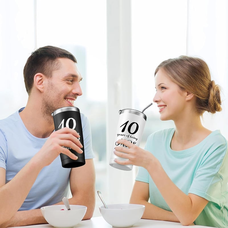 10th Anniversary Mr. Right & Mrs. Always Right Travel Tumblers Set