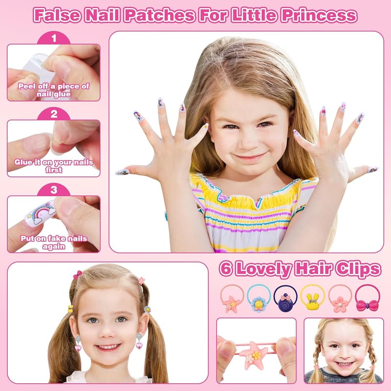 Princess Makeup Kit for Girls - 99 Pcs Washable Set with Mirror