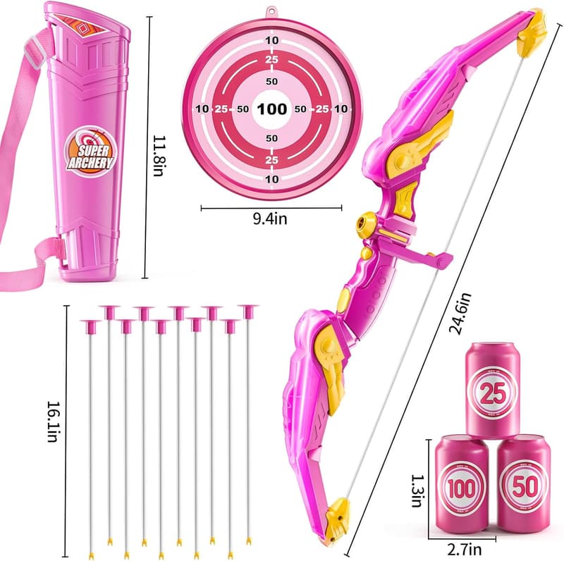 Kids' LED Bow and Arrow Set with Target and Quiver