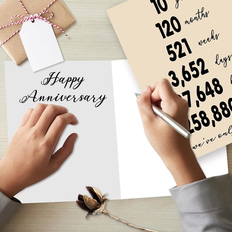 10th Anniversary Card for Couples - Vintage Design