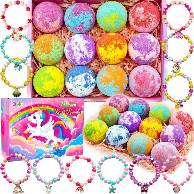 Unicorn Bath Bombs with Surprise Toys for Girls' Birthday