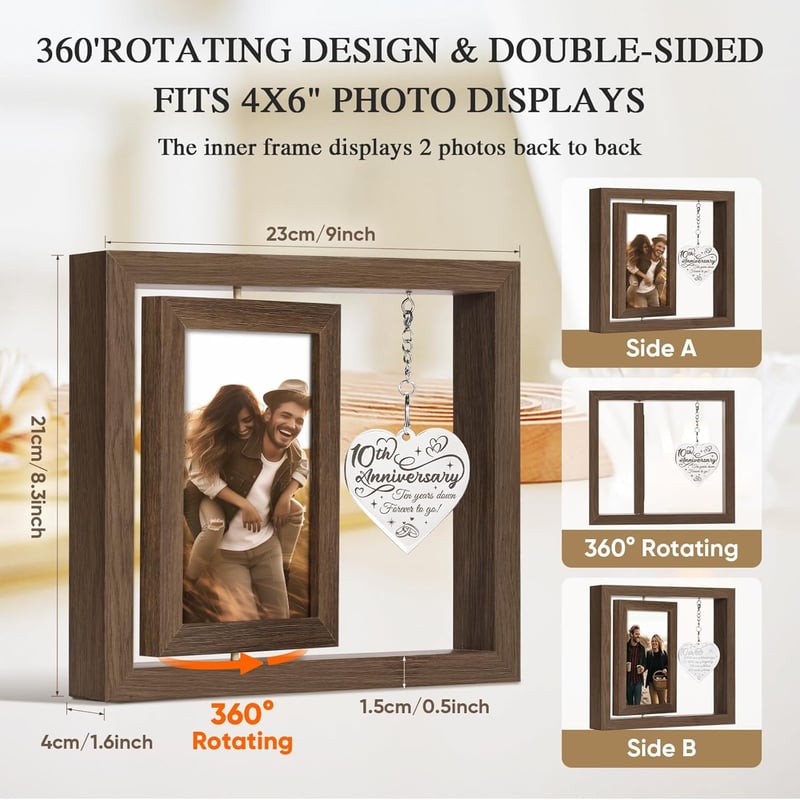 10th Anniversary Personalized Picture Frame Gift for Couples