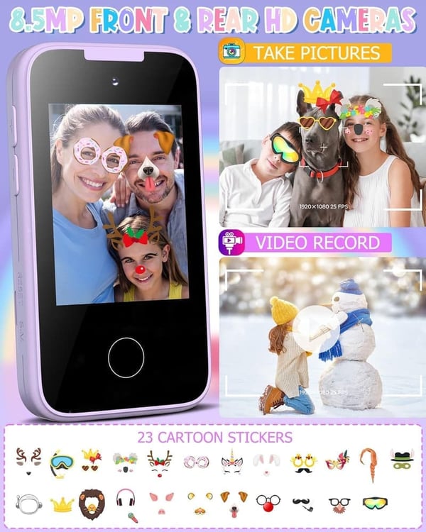 Kids Touchscreen Toy Phone with Apps - Gifts for Ages 3-9