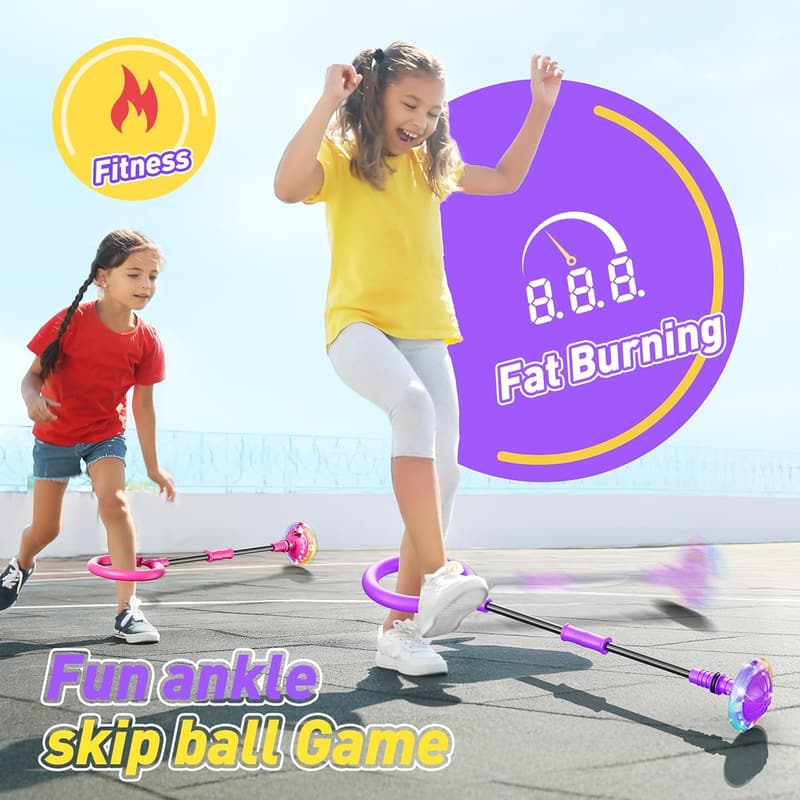 Colorful Ankle Skip Ball Toy with Timer & Counter for Girls