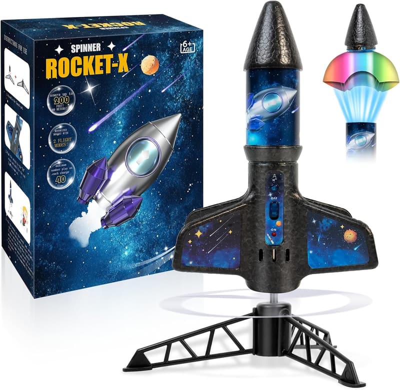 Outdoor Electric Rocket Launcher with Parachute - Age 6-13