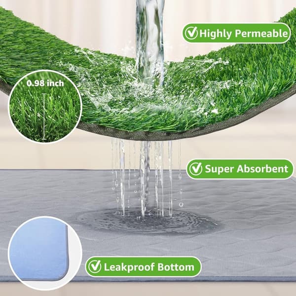 Indoor Artificial Grass Dog Potty Mat - Washable & Leakproof (18x30