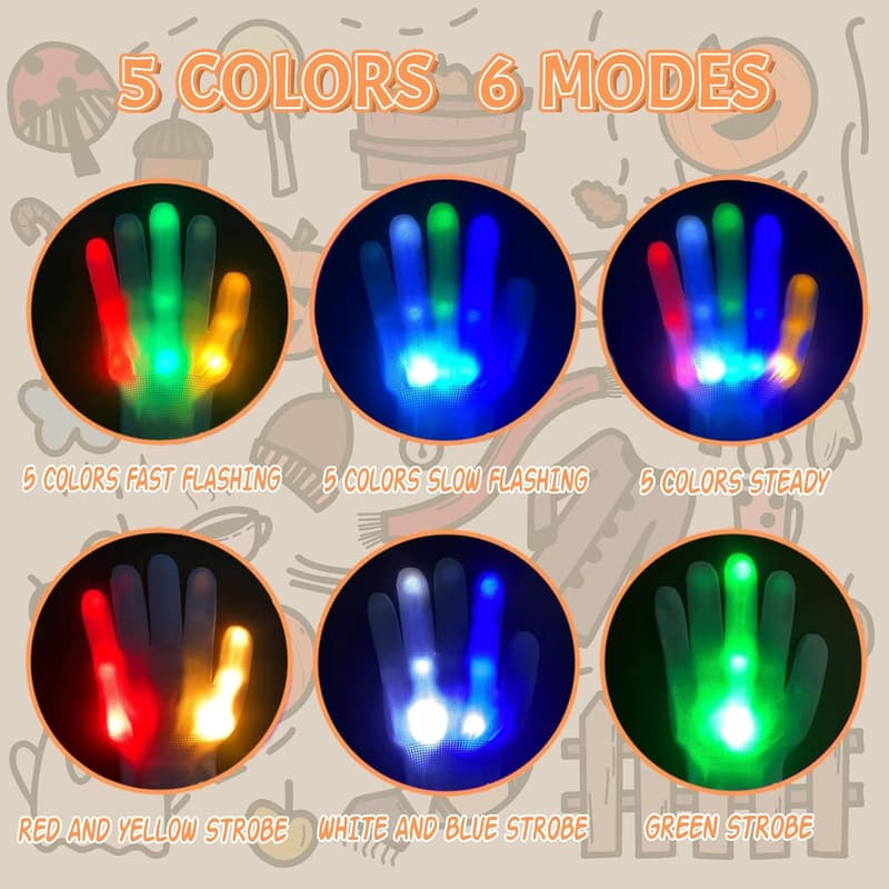 LED Flashing Gloves for Kids, Fun Party Toys Ages 8-12