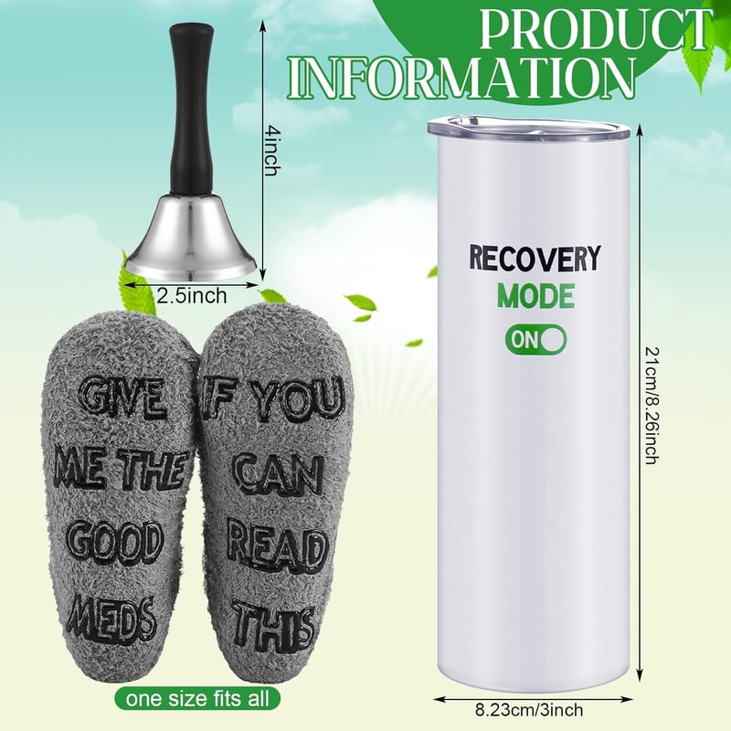 Get Well Soon Gift Set: 20oz Mug, Socks & Hand Bell for Recovery