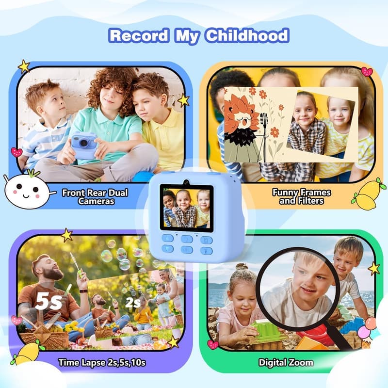 Kids Instant Print Camera - Birthday Gift for Ages 3-12