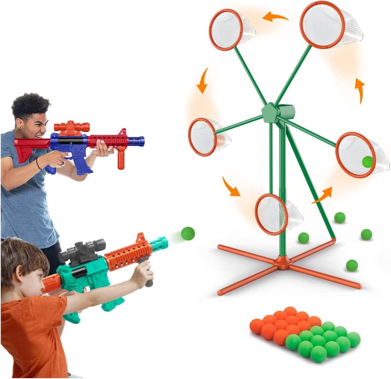 Outdoor Shooting Game Toy Set for Kids 5+ with Targets & Foam Balls
