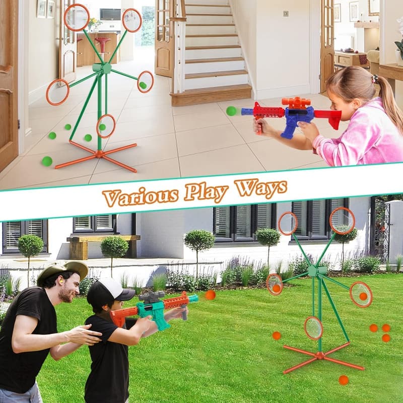 Outdoor Shooting Game Toy Set for Kids 5+ with Targets & Foam Balls