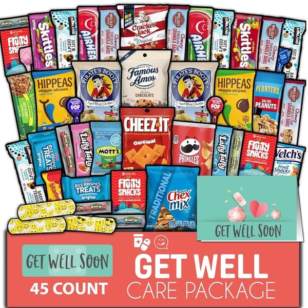 Get Well Soon Snack Box - 45 Count Care Package