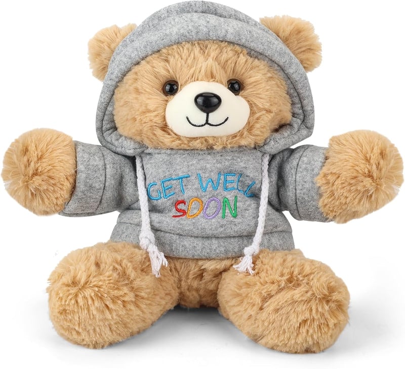 Get Well Soon Teddy Bear with Gift Box and Removable Hoodie