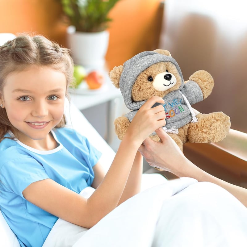 Get Well Soon Teddy Bear with Gift Box and Removable Hoodie
