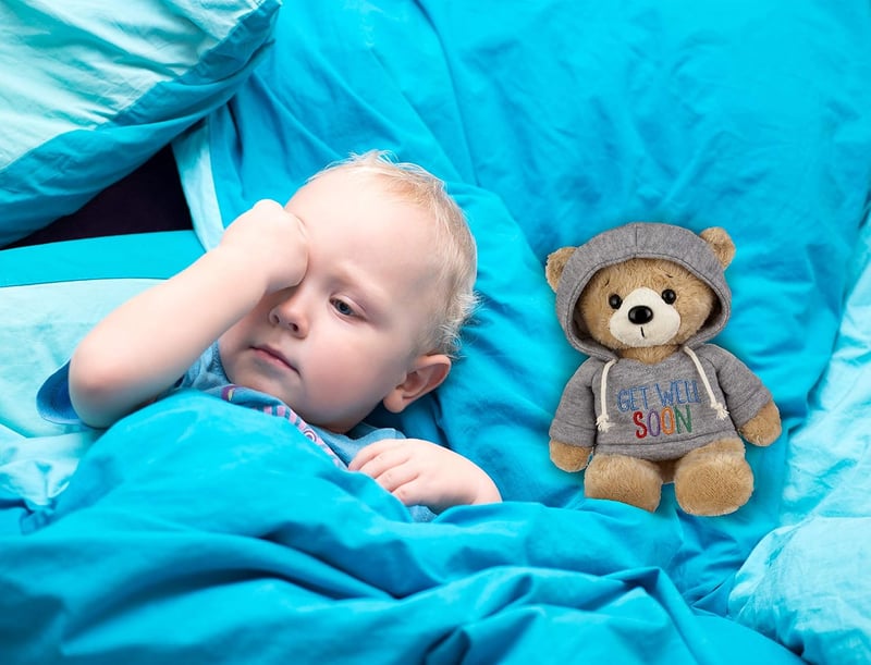 Get Well Teddy Bear with Gray Hoodie for Comfort