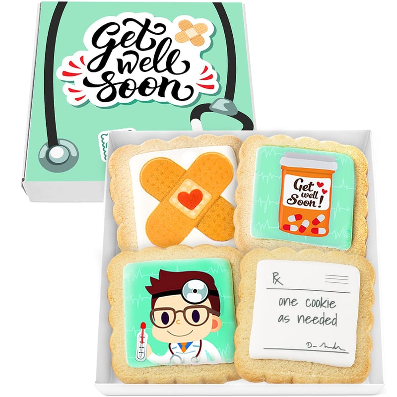 Get Well Soon Cookies Gift Basket for Kids & Adults - Nut Free, Kosher