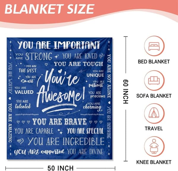 Get Well Soon Blanket for Men - Inspirational Soft Throw 50