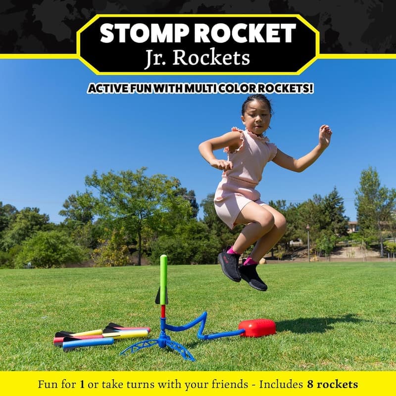 Outdoor STEM Toy Rocket Launcher for Kids - 8 Foam Rockets