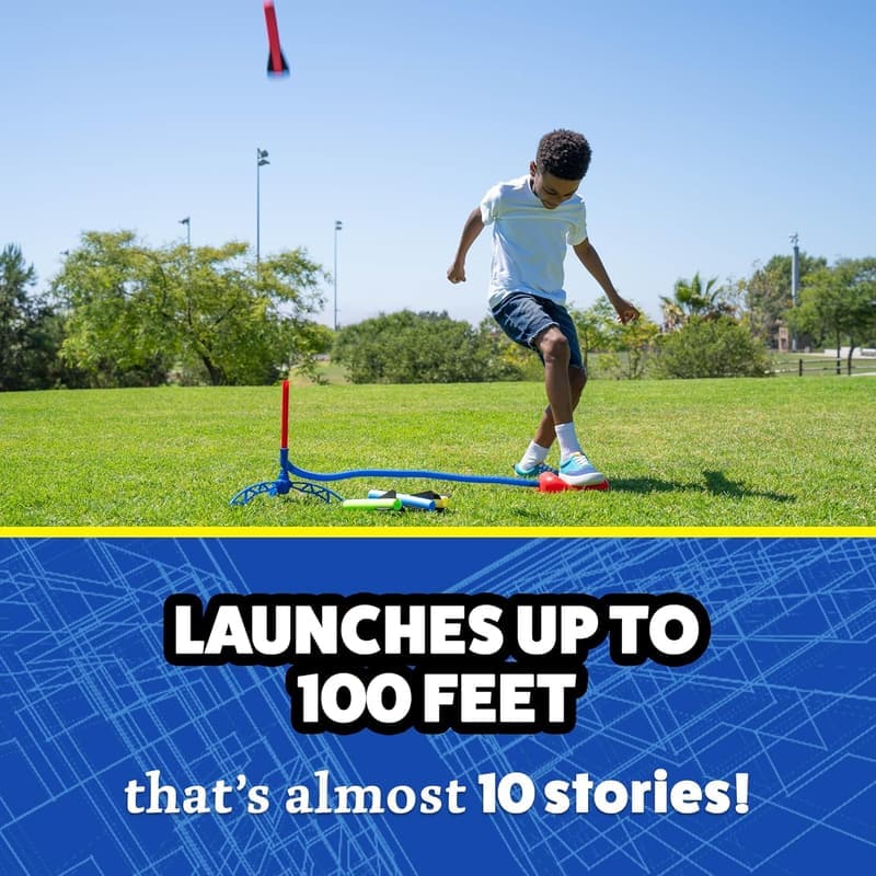Outdoor STEM Toy Rocket Launcher for Kids - 8 Foam Rockets