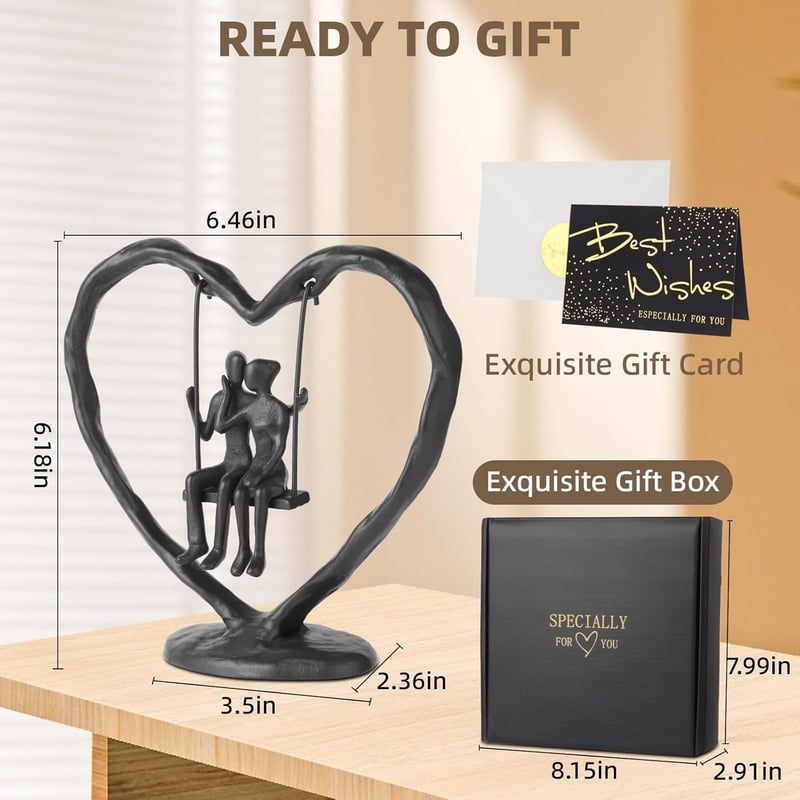Iron Heart Sculpture for Couples' Anniversary Gift