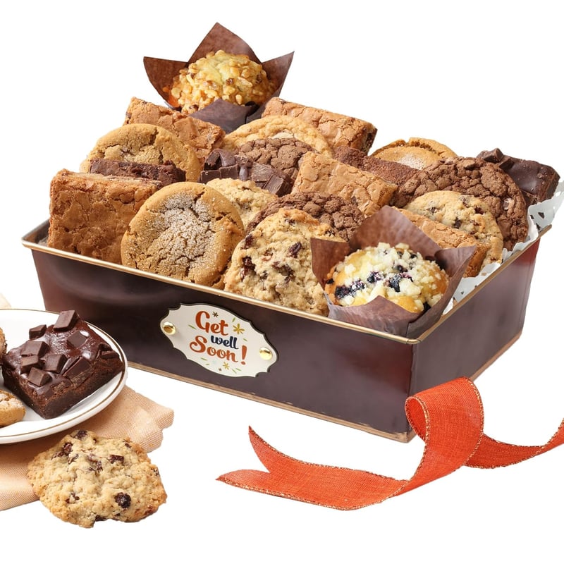 Get Well Soon Gift Basket with Cookies & Brownies for All