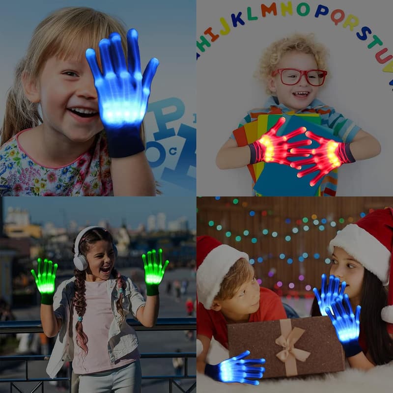 LED Light-Up Gloves for Kids Ages 8-13 - Fun Gift Idea