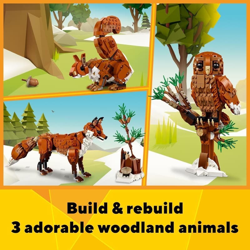 LEGO Creator 3-in-1 Forest Animal Building Set for Ages 9+