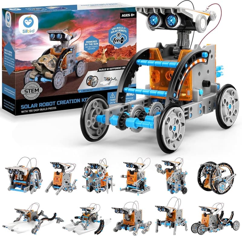 Solar-Powered 12-in-1 STEM Robot Kit for Kids Ages 8-13