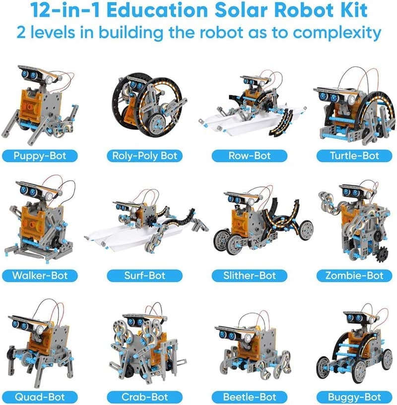 Solar-Powered 12-in-1 STEM Robot Kit for Kids Ages 8-13