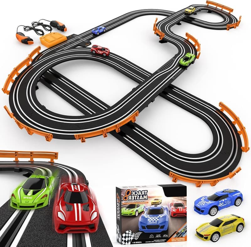 Slot Car Racing Set with 4 High-Speed Cars for Kids 6-12