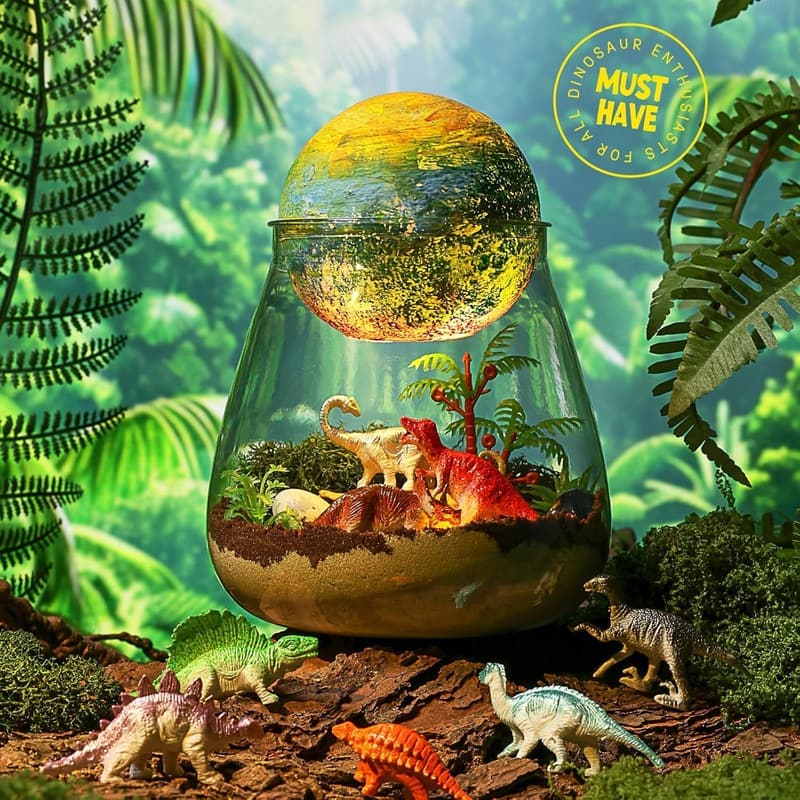 Dinosaur Terrarium Kit with DIY Moon Lamp - Birthday Gift for Kids