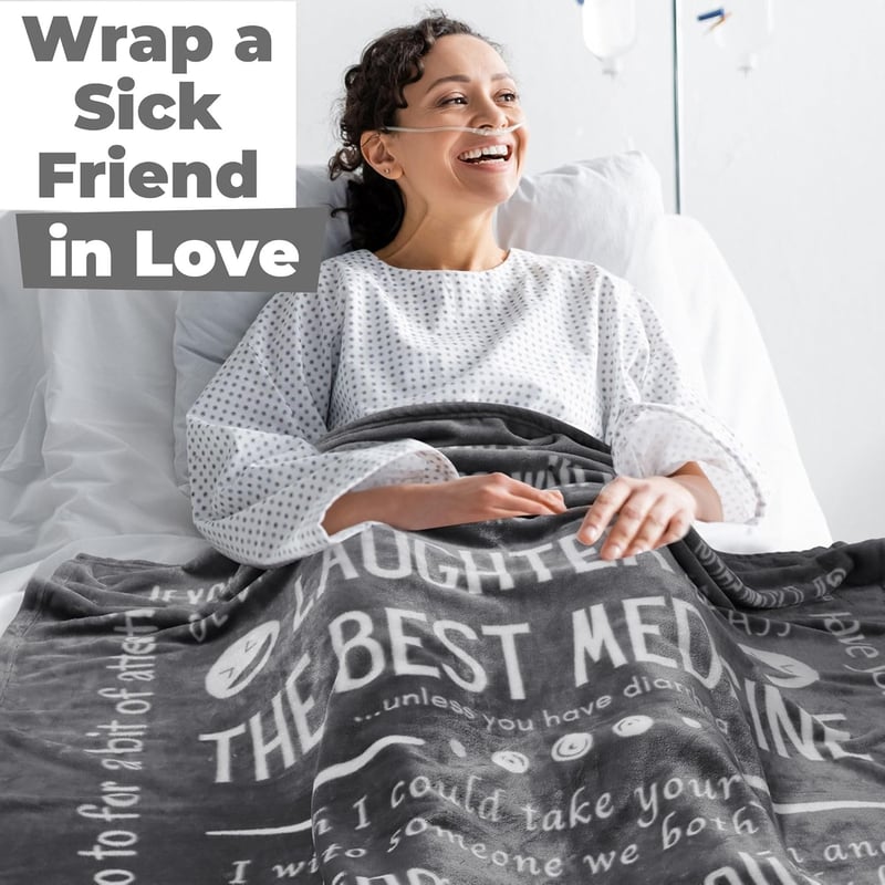 Get Well Soon Healing Blanket for Men and Women (Grey)