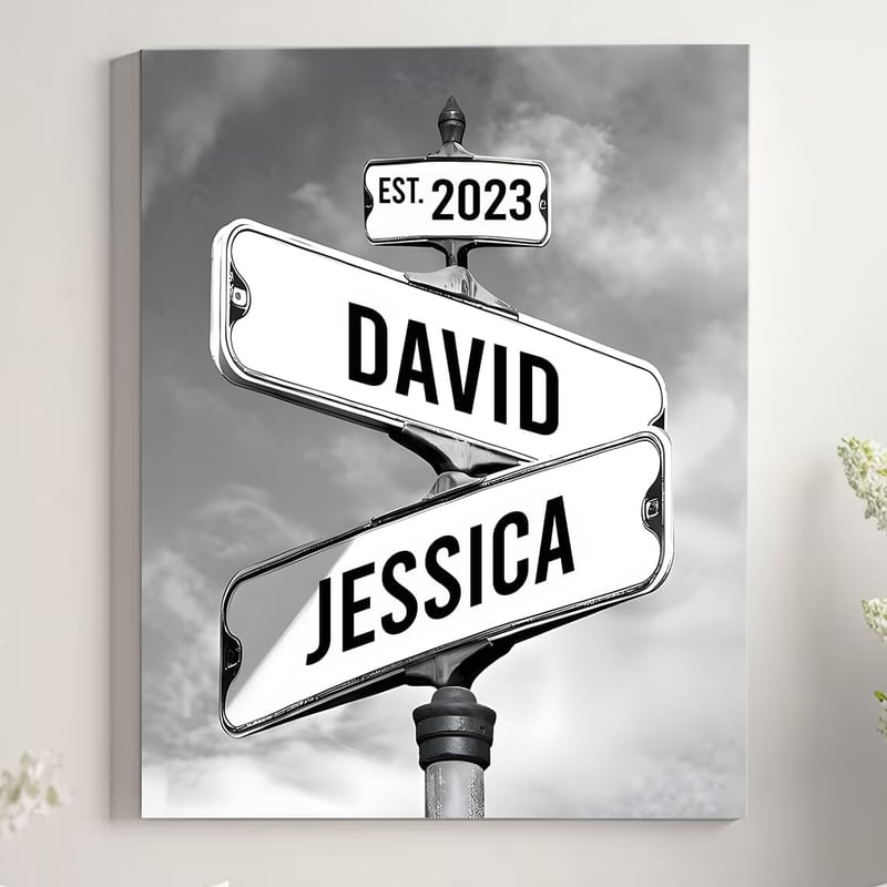 Couples Vintage Street Sign Canvas - Personalized Gift