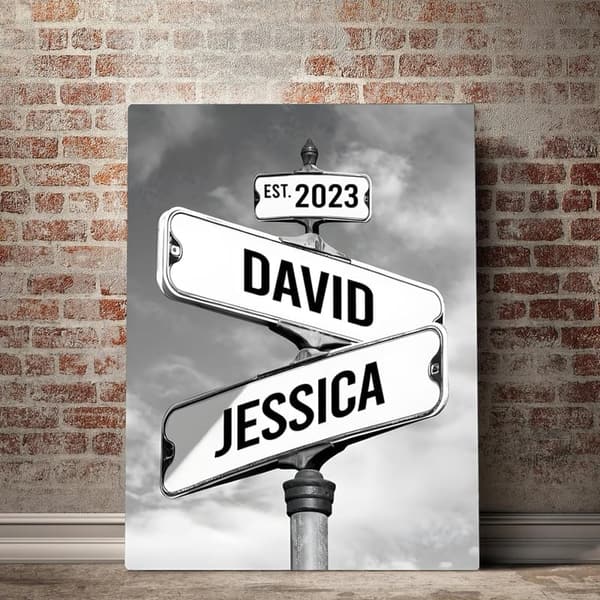 Couples Vintage Street Sign Canvas - Personalized Gift