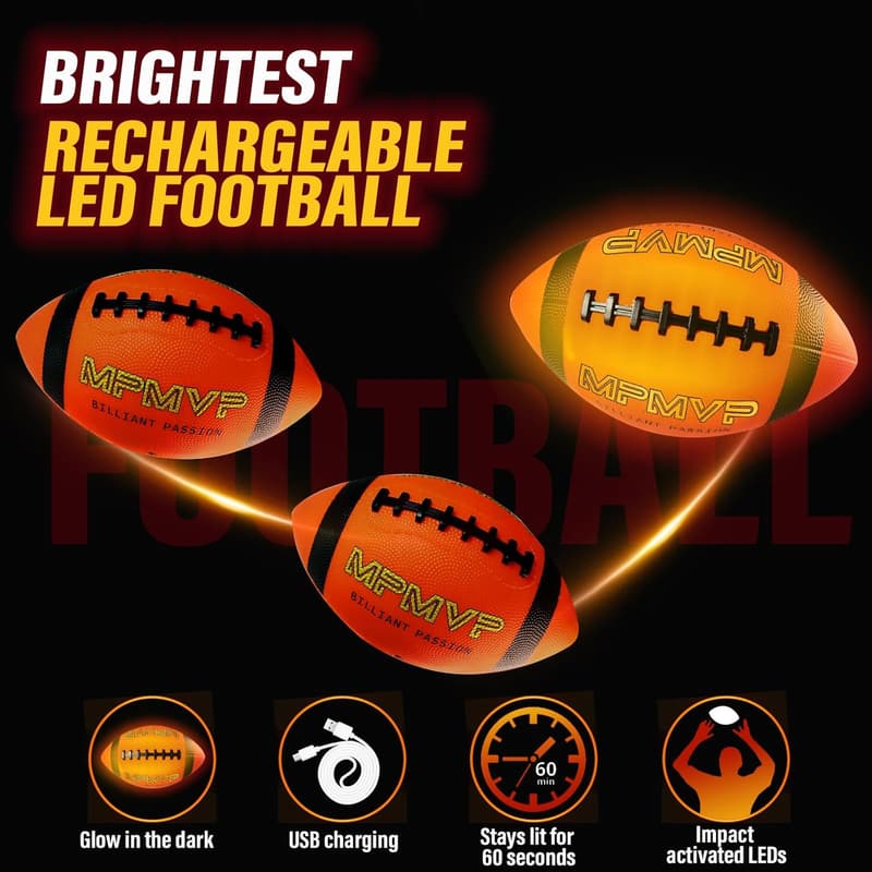 Rechargeable Glow Football for Boys, Ages 8-12