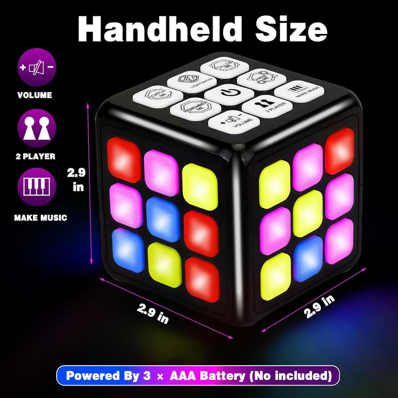 Handheld Brain Game Cube for Kids Ages 6-12 - Birthday Gift