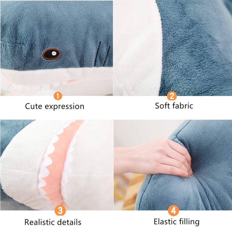Giant Shark Plush Pillow - Soft Cushion Toy for Kids