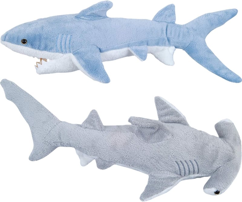 Large Plush Shark Toys for Kids - Pack of 2 (Mako & Hammerhead)
