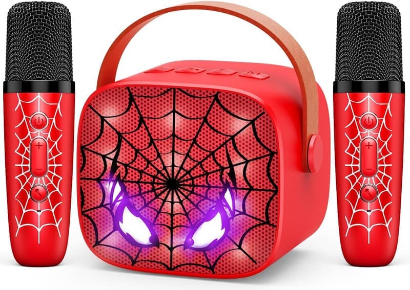 Kids Birthday Karaoke Machine with LED, Bluetooth & 2 Microphones
