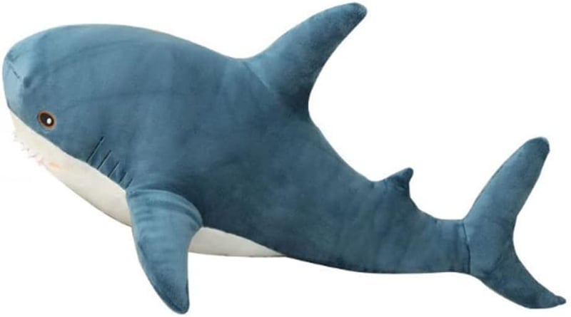 Giant 24-inch Blue Shark Plush Toy - Soft Home Decoration Gift