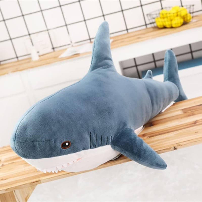 Giant 24-inch Blue Shark Plush Toy - Soft Home Decoration Gift