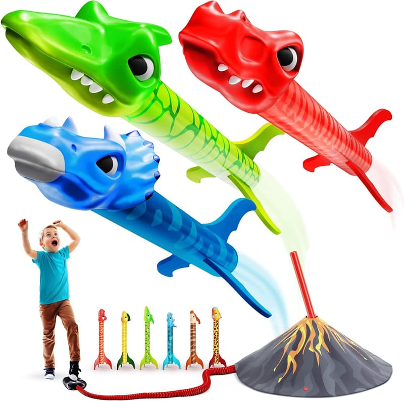 Dinosaur Rocket Launcher Toy for Kids Ages 4-8 - Birthday Gift