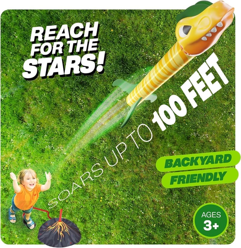 Dinosaur Rocket Launcher Toy for Kids Ages 4-8 - Birthday Gift