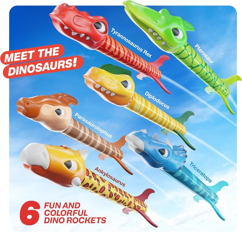 Dinosaur Rocket Launcher Toy for Kids Ages 4-8 - Birthday Gift