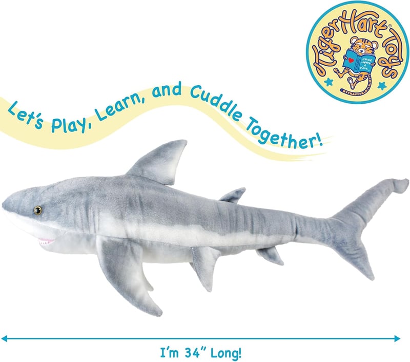 Great White Shark Plush Toy - 34 Inch Stuffed Animal