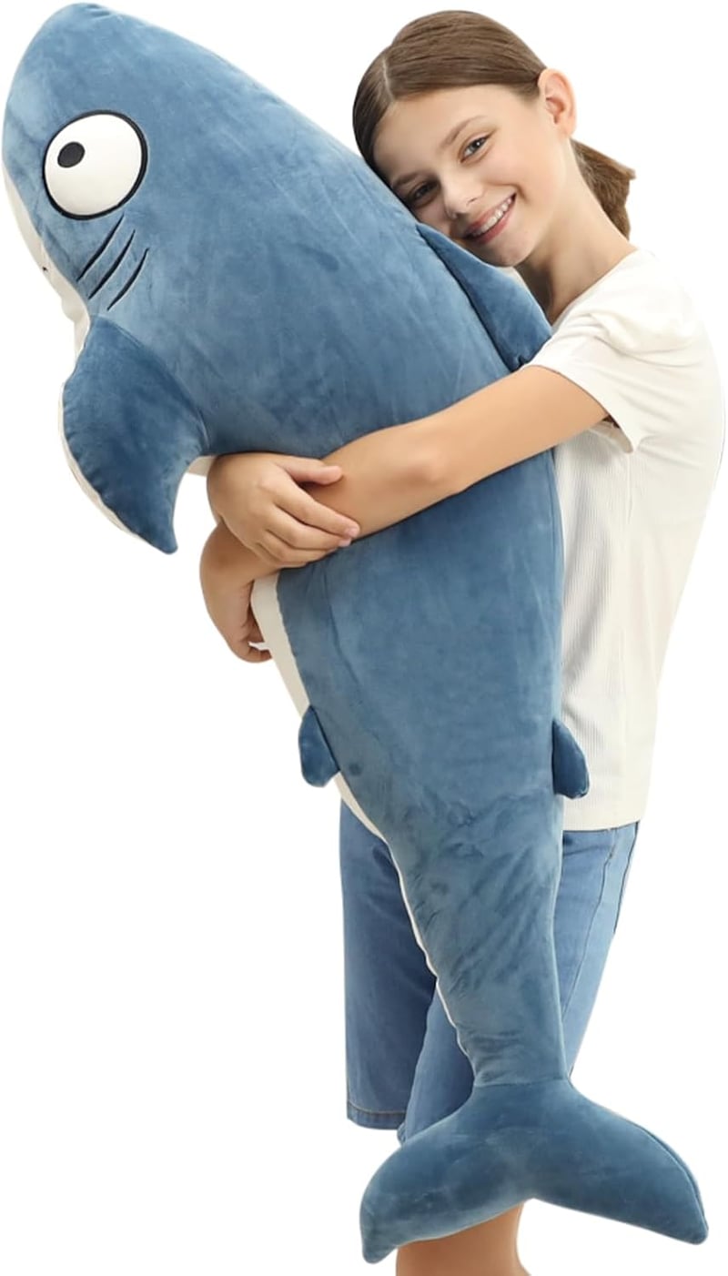 Large Blue Whale Shark Plush Toy – Soft Squishy Body Pillow