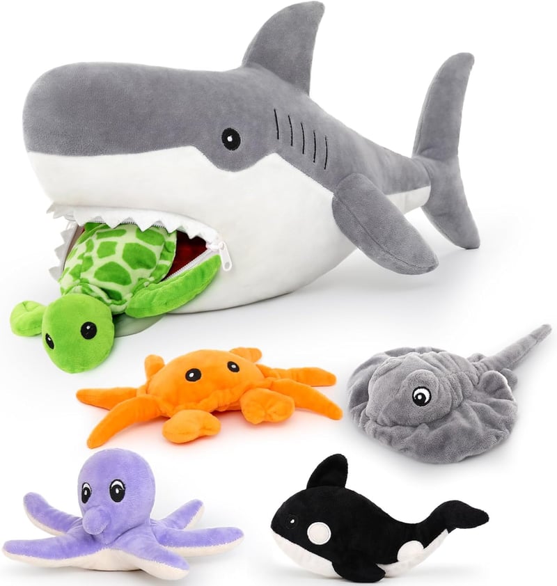 Shark Stuffed Animal Toy Set with 5 Sea Friends for Kids