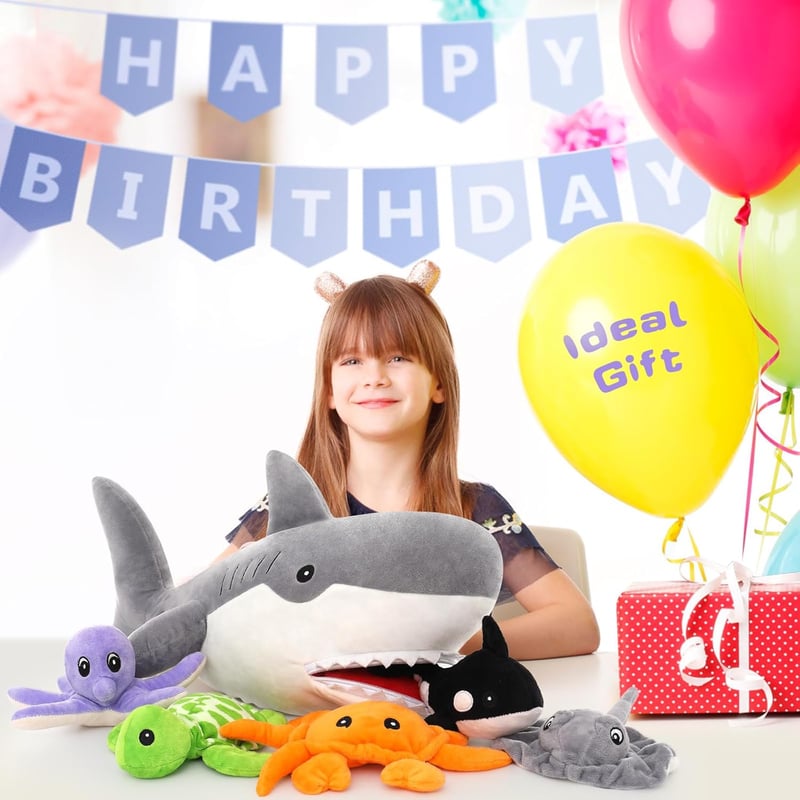 Shark Stuffed Animal Toy Set with 5 Sea Friends for Kids