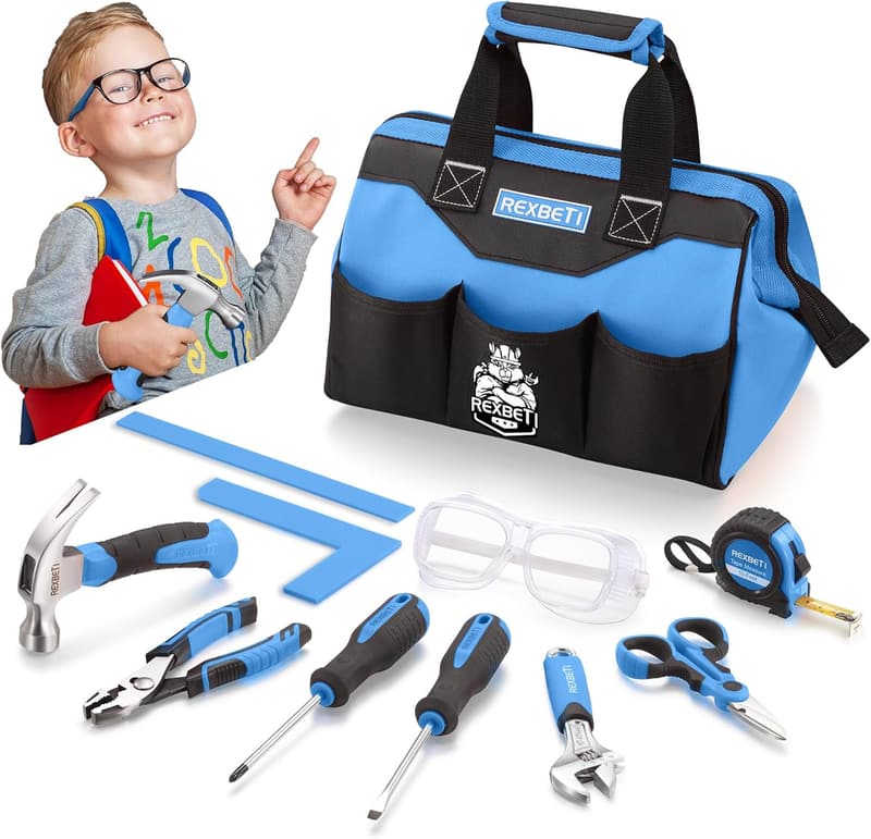 Kids Tool Set - 10-Piece Real Hand Tools with Durable Storage Bag